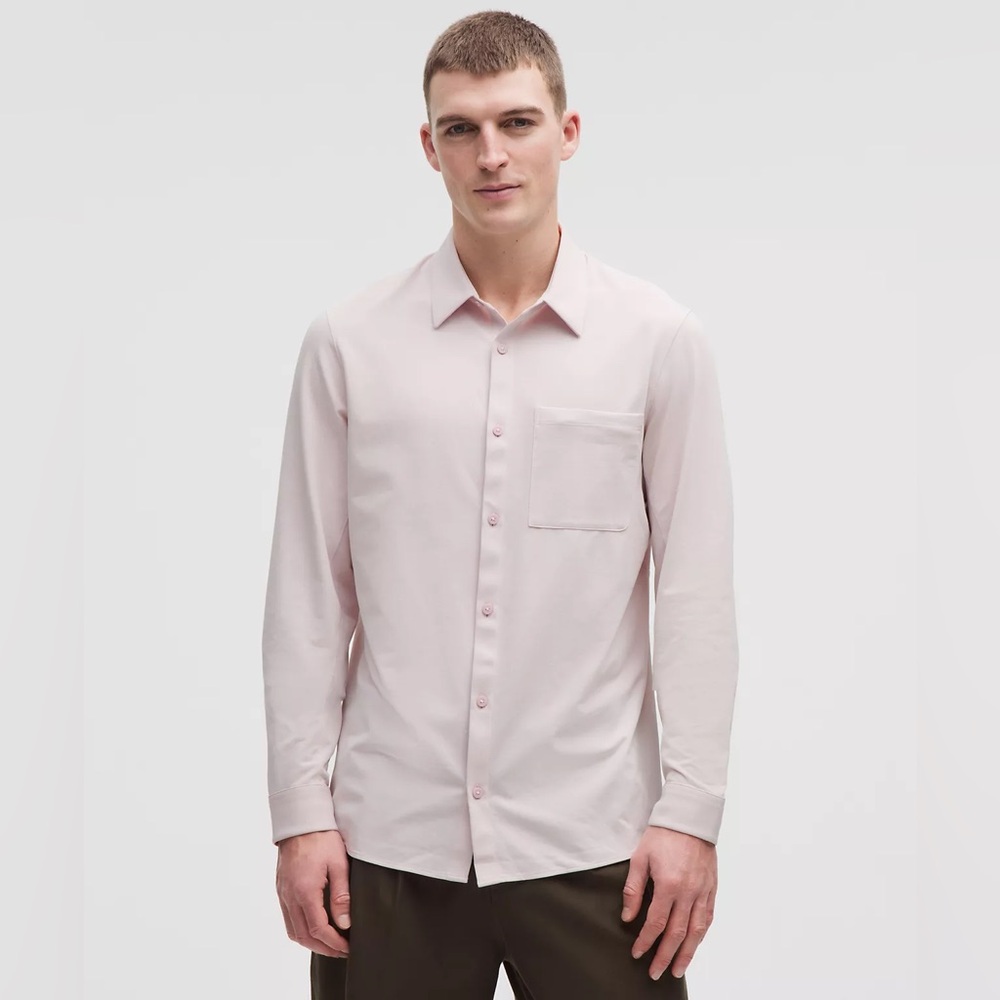 Lululemon Men's Pink Commission Long Sleeve Shirt Size M